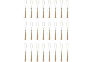 SOWAKA 30 Pcs Mini Tassels Soft Flossy Bookmark Tassels with Loop for DIY Crafting Project Earring Jewelry Making Souvenir Graduation Clothing Sewing Gift Tags (Light Gold)