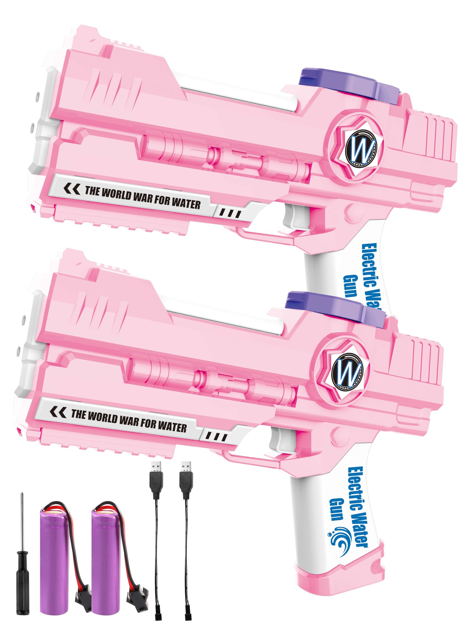 2 PCS Electric Water Gun, Ultimate Battle Blaster Water Guns with Dual Nozzles High Capacity Automatic Squirt Guns Summer Outdoor Beach Swimming Pool Party Toy for Adult Kids