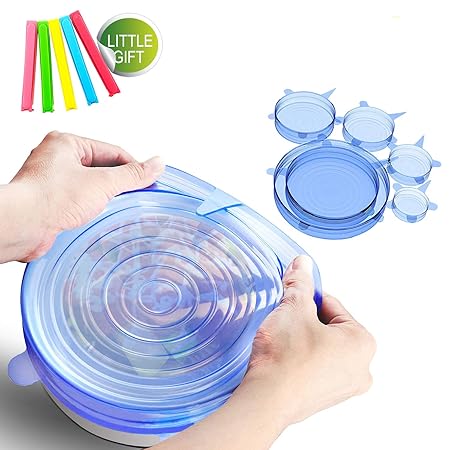 Tapas elásticas de silicona, 6 unidades, varios tamaños ...