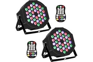DJ Lights, HAKUTA 36 LED Stage Lights RGB DJ LED Par Lights Sound Activated Stage Lights, Remote and DMX Controlled DJ Uplights for Wedding, Birthday, Christmas, Music Show and Dance Party (2 Packs)
