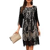 COOAN Wedding Guest Cocktail & Formal Dresses for Women - Lace Sequin Prom Evening Dress