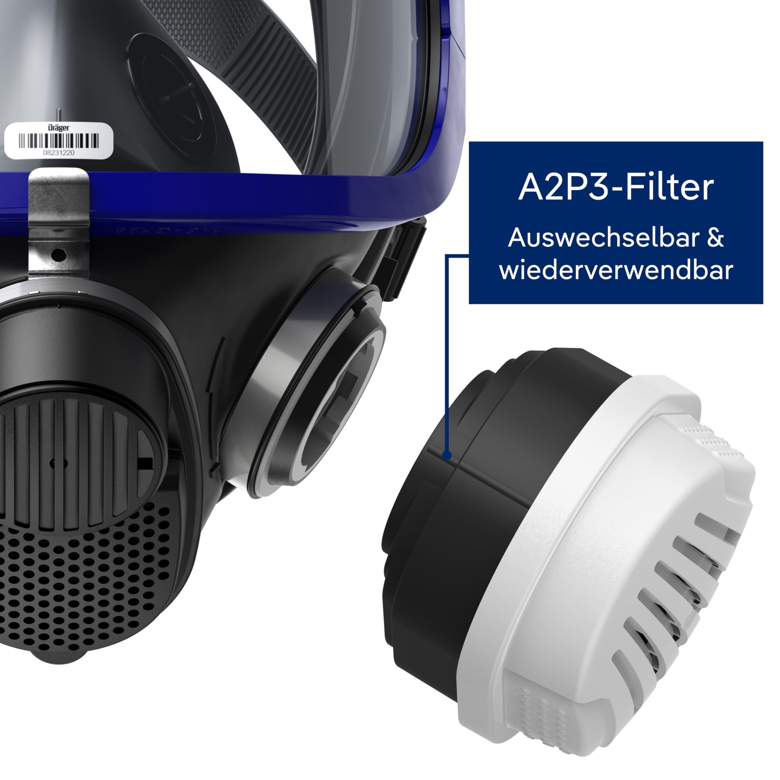Dräger X-plore 5500 Vollmasken-Set, Atemschutzmaske mit A2P3 Kombi-Filter für Maler, Lackierer gegen Gase, Dämpfe, Feinstaub und Partikel, Universalgröße 3