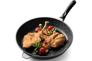GOURMEX 32cm Induction Large Fry Pan Black With PFOA Free Nonstick Coating | Great Skillet for Frying Omelets and Sautéing Ve
