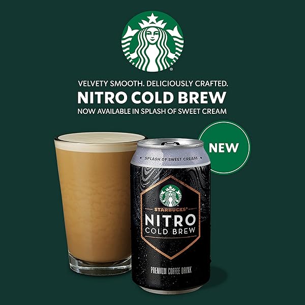 STARBUCKS NITRO COLD BREW COFFEE, SPLASH OF SWEET CREAM, 9.6 FL OZ CANS, ICED COFFEE, COLD BREW COFFEE, COFFEE DRINK (PACK OF 8)