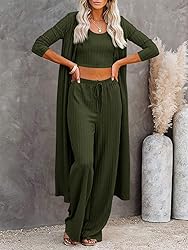 Fessceruna Womens 3 Piece Lounge Sets Pajamas Knit