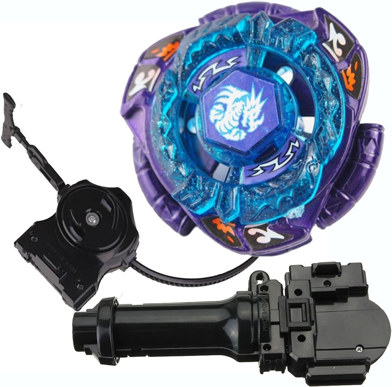 CuteBoy BURST Gyro High Performance Fight Master Metal Fury 4D Omega Dragonis 85XF ZERO-G/4D System BB-128(BB128) With Black LL2 Launcher + Grip Set Top Toys For Kids