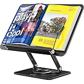 BESIGN BS02 Book Stand for Reading, Adjustable Book Holder, Ergonomic Laptop Stand, Cookbook Stand, Recipe Book Holder with Elastic Page Clips for Music Scores, Recipe, Tablet