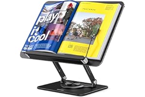 BESIGN BS02 Book Stand for Reading, Adjustable Book Holder, Ergonomic Laptop Stand with Elastic Page Clips for Music Scores, 