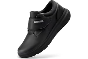 FitVille Diabetic Shoes for Men Extra Wide Comfortable Leather Walking Shoes Hook & Loop Orthopedic Dress Sneakers for Edema and Swollen Feet