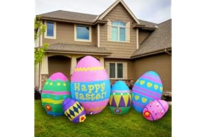 SEASONBLOW 8 Ft LED Light Up Inflatable Easter Eggs Decoration for Indoor Outdoor Home Yard Lawn Decor