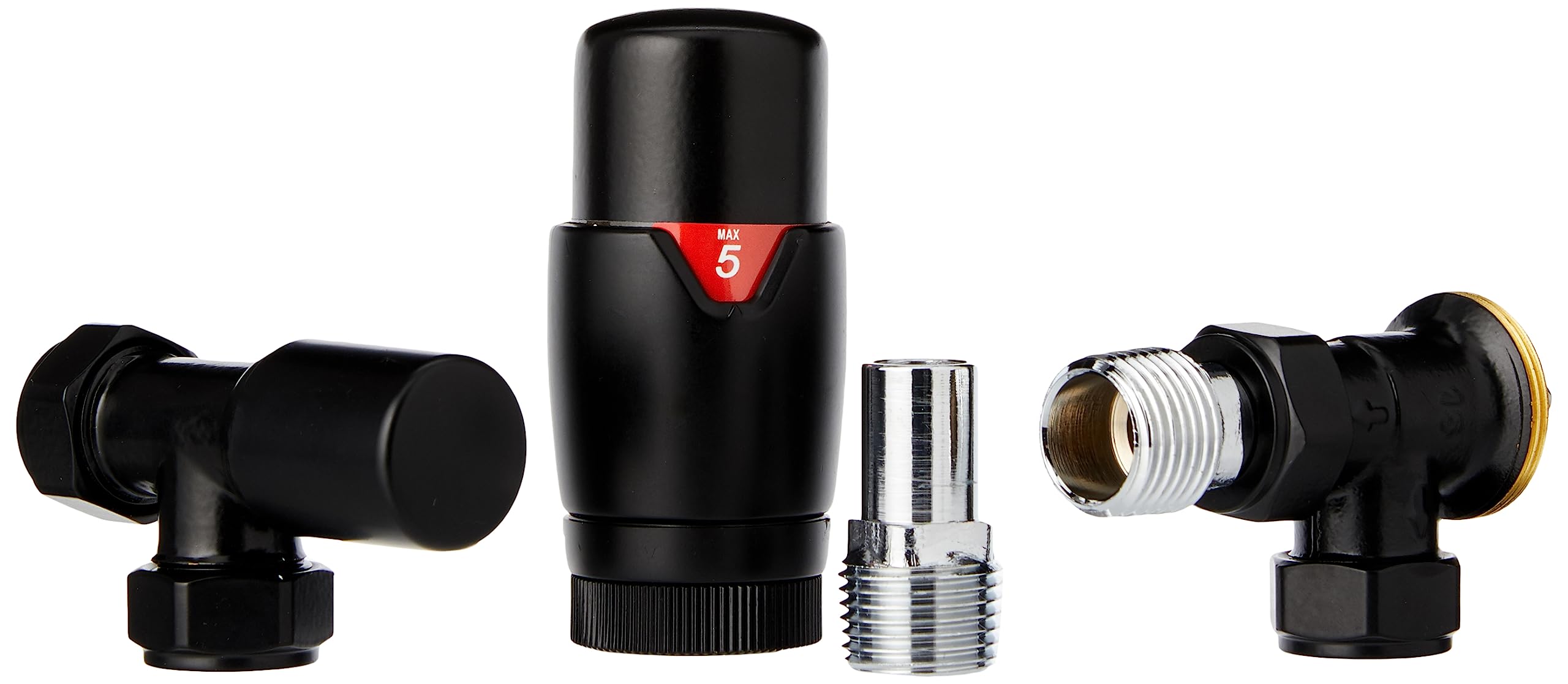 Keenware KRA-200 Thermostatic Towel Rail & Radiator Angled Valves: Black