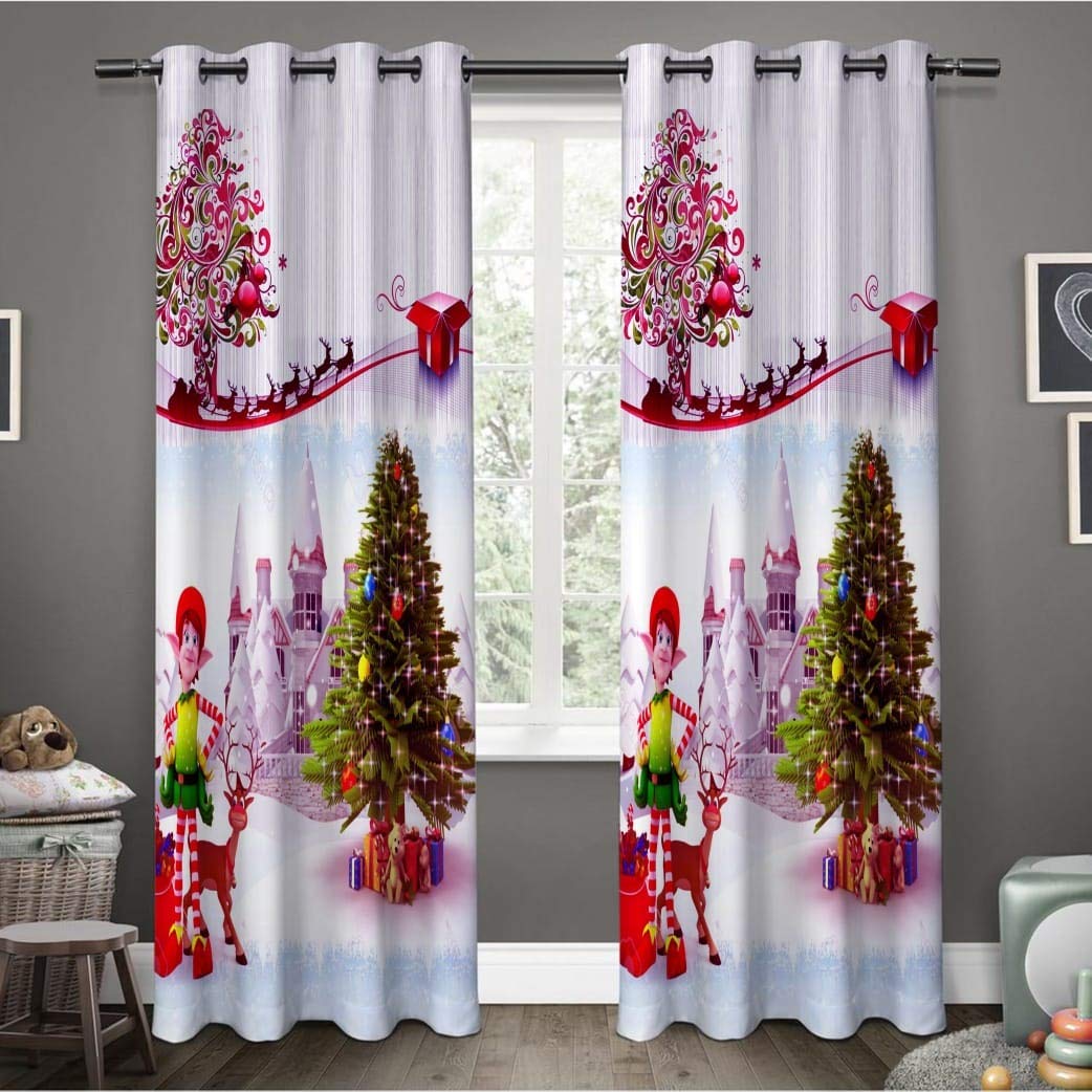 Buy Yb Homes Polyester Digital Christmas Curtain (Multicolour, 4x7ft