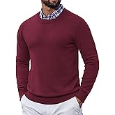 COOFANDY Mens Crewneck Sweater Pullover Knit Sweater Lightweight Sweaters with Ribbing Edge