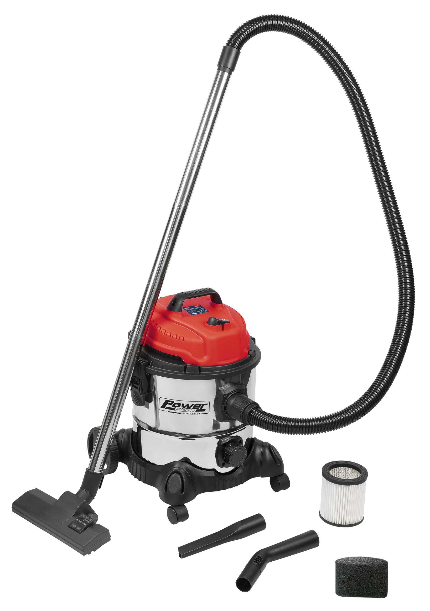 Sealey Pc200Sd Vacuum Cleaner Industrial Wet & Dry 20Ltr 1250W/230V Stainless
