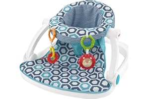 FISHER-PRICE BABY Fisher-Price Portable Baby Chair, Sit-Me-Up Floor Seat with 2 Removable Toys & Washable Seat Pad, Honeycomb