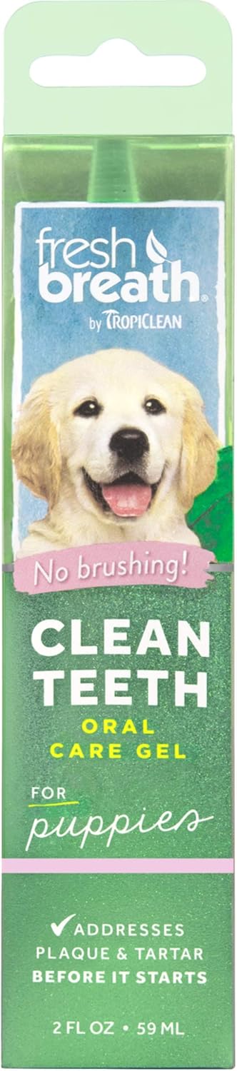 TropiClean Fresh Breath Puppy Teeth Cleaning Gel, No Brushing Dental Care, Breath Freshener Oral Care