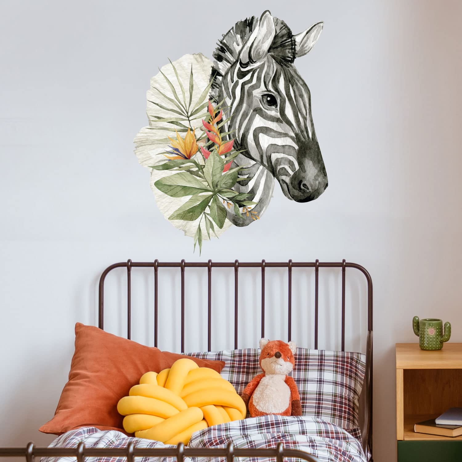 Stickerscape Watercolour Safari Wall Stickers (Tropical Zebra - Large Size) | Jungle Wall Stickers for a Children's Bedroom or Nursery | Easy to Apply and Cleanly Removable — image 1