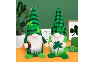 TGOOD St Patricks Day Gnomes Decorations, 2 Pack Gnomes Plush Lucky Green Shamrock Home Table Decor Ornaments for Irish Saint Patrick's Day