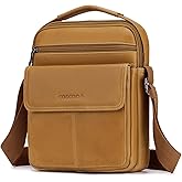 COSCOOA Men's Leather Crossbody Shoulder Bag - Messenger Satchel Travel Handbag