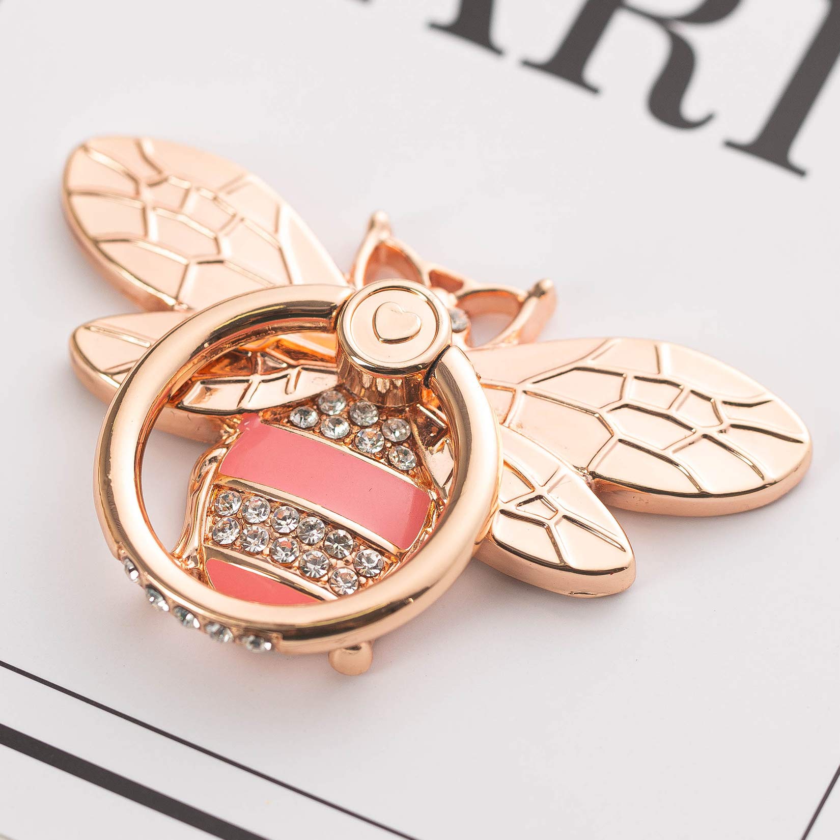 AllengelCute Bee Phone Ring Grip Holder, Bling Phone Ring Holder Finger  Kickstand Grip Compatible with iPhone and Android Phone Cases (Rosegold)