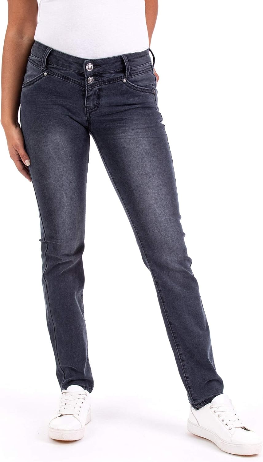 Blue Monkey Damen Sandy 30253 Grey Denim Slim Fit Jeans Amazon.de