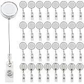Rierdge 50 Pack Retractable Badge Reel, Transparent Badge Holder with Standard Hook clamp for Doctors, Nurse, Teachers, Students, Office Workers
