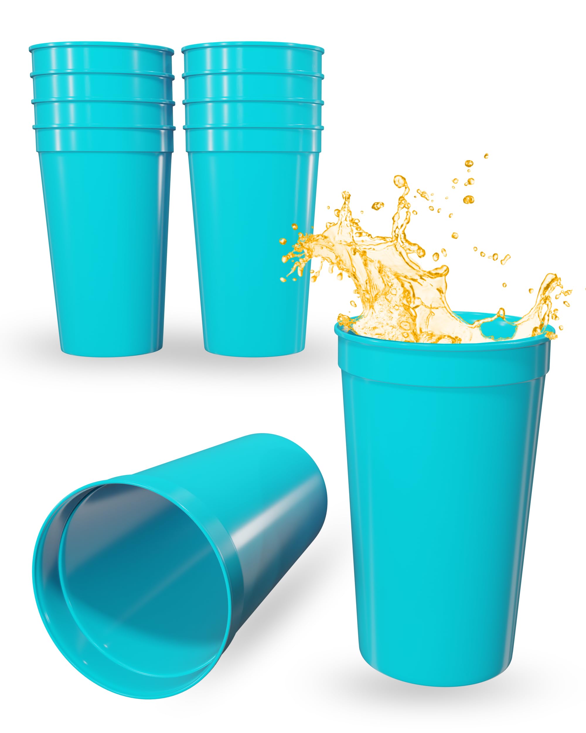 Photo 1 of ***Stock photo is a similar item*** 10 Pack Turquoise Reusable Blank Plastic Cups, Colored Plastic Drinking Cups Food-Grade Stackable Water Cups for Party, Weddings, Events or DIY Projects