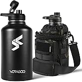VOTAGOO GEAR 64Oz Tactical Water Bottle - Half Gallon Stainless Steel Insulated Water Bottle, Metal Military Bottle with Rugged, Removable Sleeve Tactical Carrier Bag for Hiking Camping Hunting