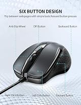 TECKNET USB Wired Mouse 6400 DPI 6-Button Ergonomic USB Computer Mouse view 7