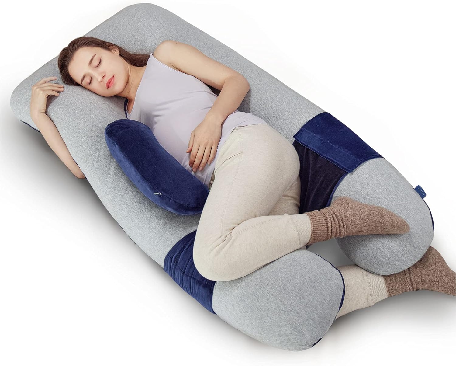 Bbpark Pregnancy Pillow U Shaped - Full Body Cooling Pillow Maternity Support for Sleeping Women - Grey Blue: Kitchen & Dining