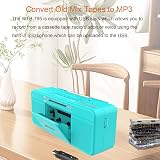 WISCENT Vintage Portable Cassette Player Boombox Bluetooth USB AM FM Teal view 4