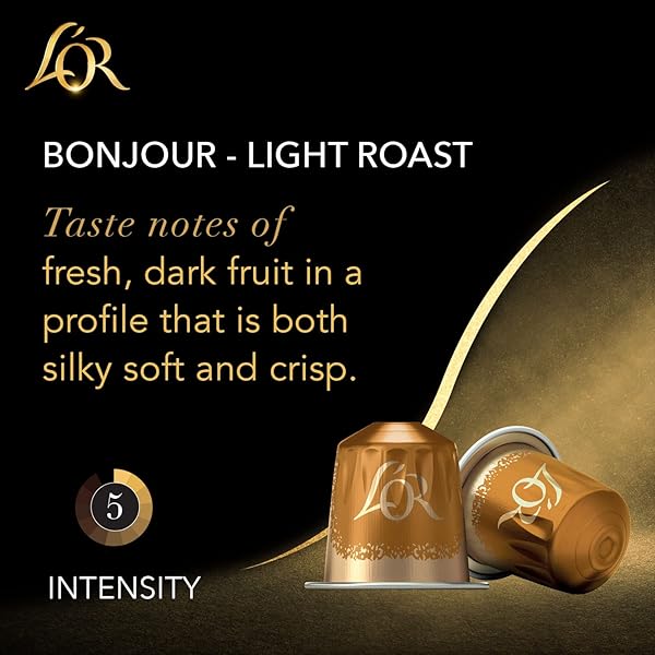 L’OR COFFEE PODS, 10 COUNT BONJOUR LIGHT ROAST BLEND, SINGLE-SERVE ALUMINUM COFFEE CAPSULES COMPATIBLE WITH THE L’OR BARISTA SYSTEM, 10 COUNT (PACK OF 1)