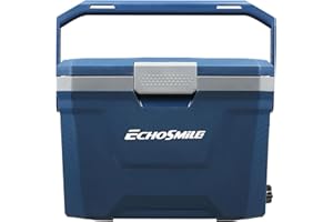 EchoSmile Insulated Portable Cooler 20/35 Quart, Outdoor Hard Cooler w/ 2 Cup Holders, Bottle Opener, Ruler, Drain Plug Ice C