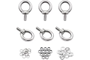 Dianrui 304 Stainless Steel M5 Male Thread Machinery Shoulder Lifting Ring Eye Bolt，Accessories Include Lock Nuts and Lock Washers and Flat Washers Set K1-045-M5-Kit