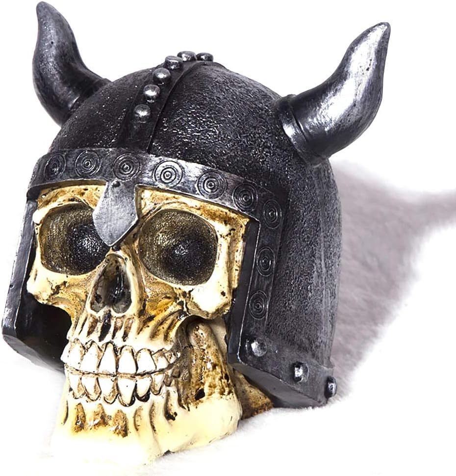 Beito Halloween Decoration Realistic Resin Human Skull Model Statue(Armor)