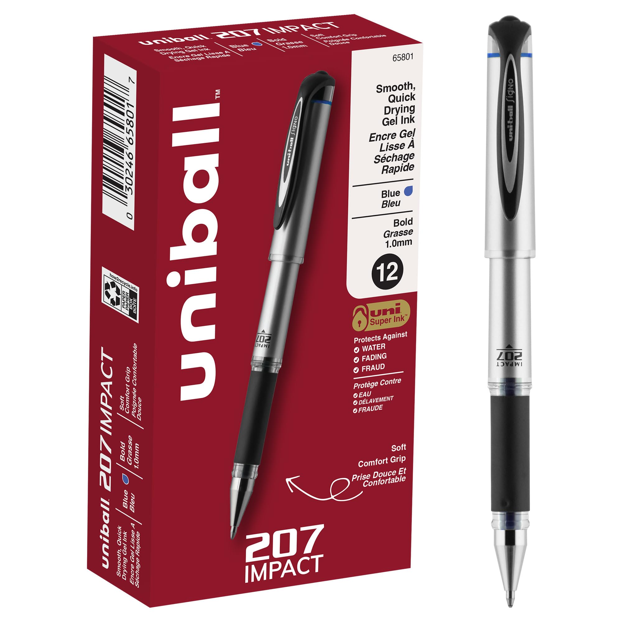 Uniball 207 Impact Gel Pens - 1.0mm Bold Point Pens - School and Office Supplies (Pack of 144) Image