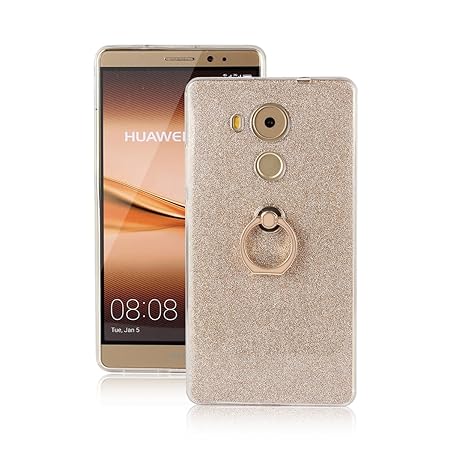Xifanzi Huawei Mate 8 Hülle,[Weiche TPU Abdeckung + Glitzer Papier] 2in1 Hybrid Hülle mit 360°drehbar Kickstand Finger Griff 