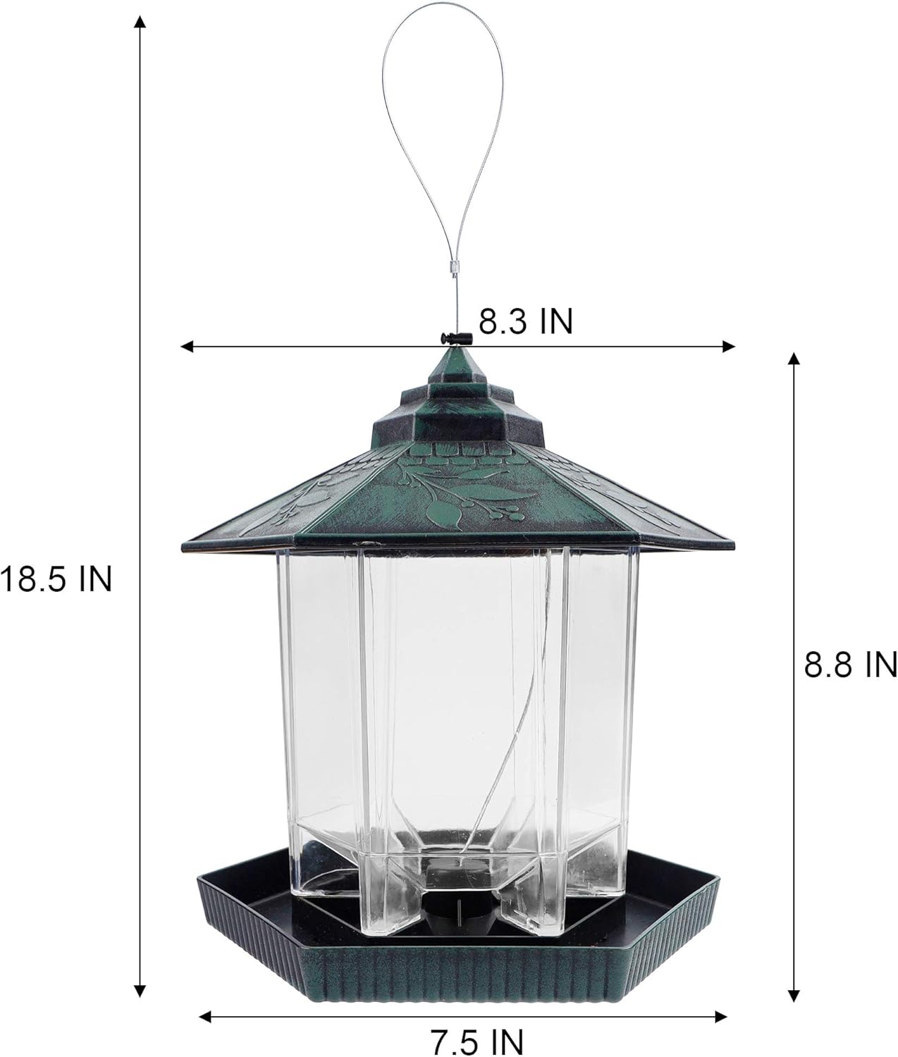 Twinkle Star Wild Bird Feeder, Outdoor Hanging for Garden Yard Decoration, Antique Finish Panorama Gazebo Birdfeeder, Hexagon Shaped with Roof, Green : Garden & Outdoor