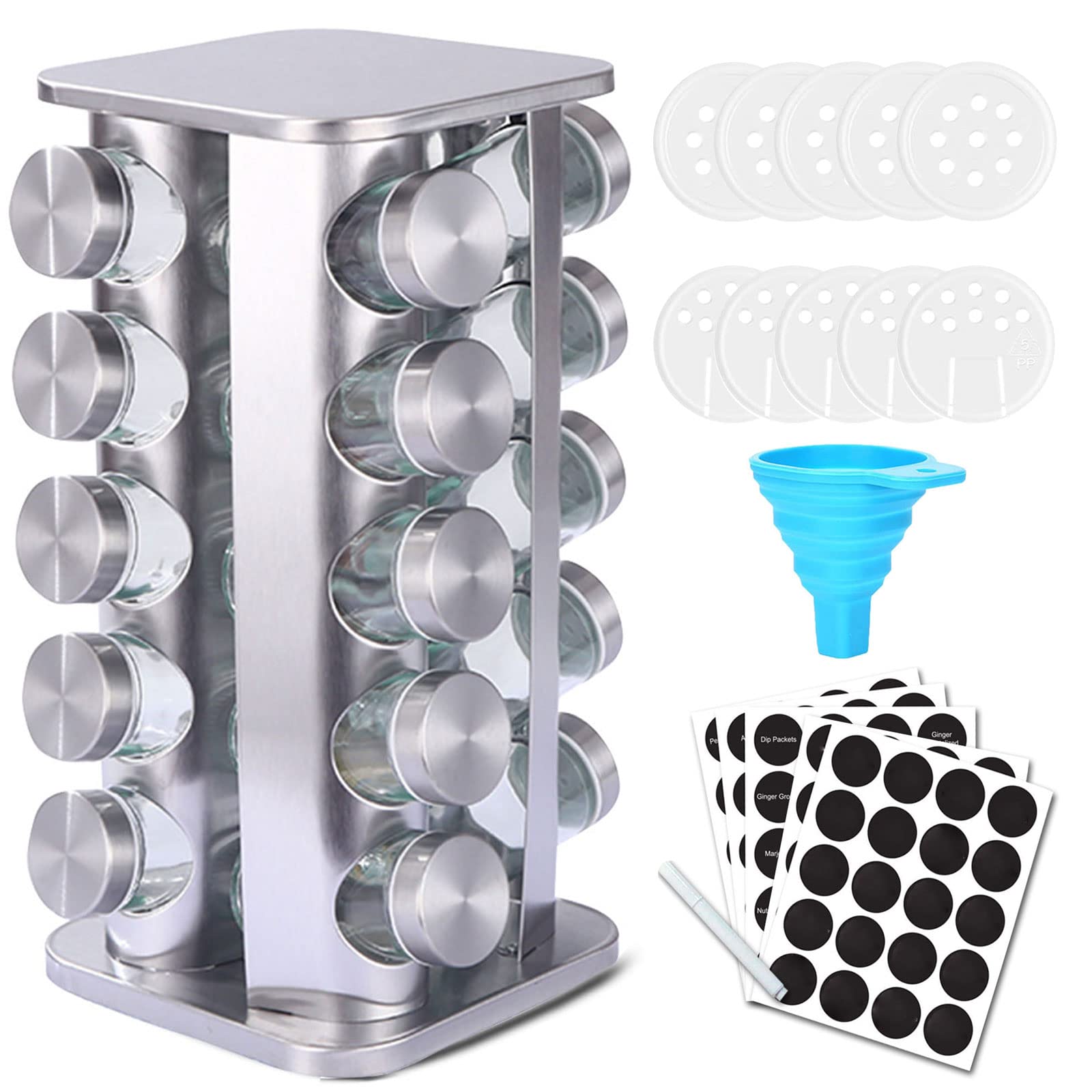 KALINCO Revolving Spice Organizer - 20-Jar Spice Carousel Tower ...