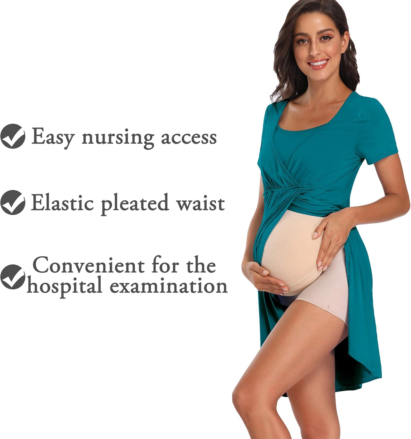 POSHGLAM Women's 3 in 1 Labor/Delivery/Nursing Nightgown Maternity Hospital Gown Breastfeeding Sleepwear at  Women’s Clothing store