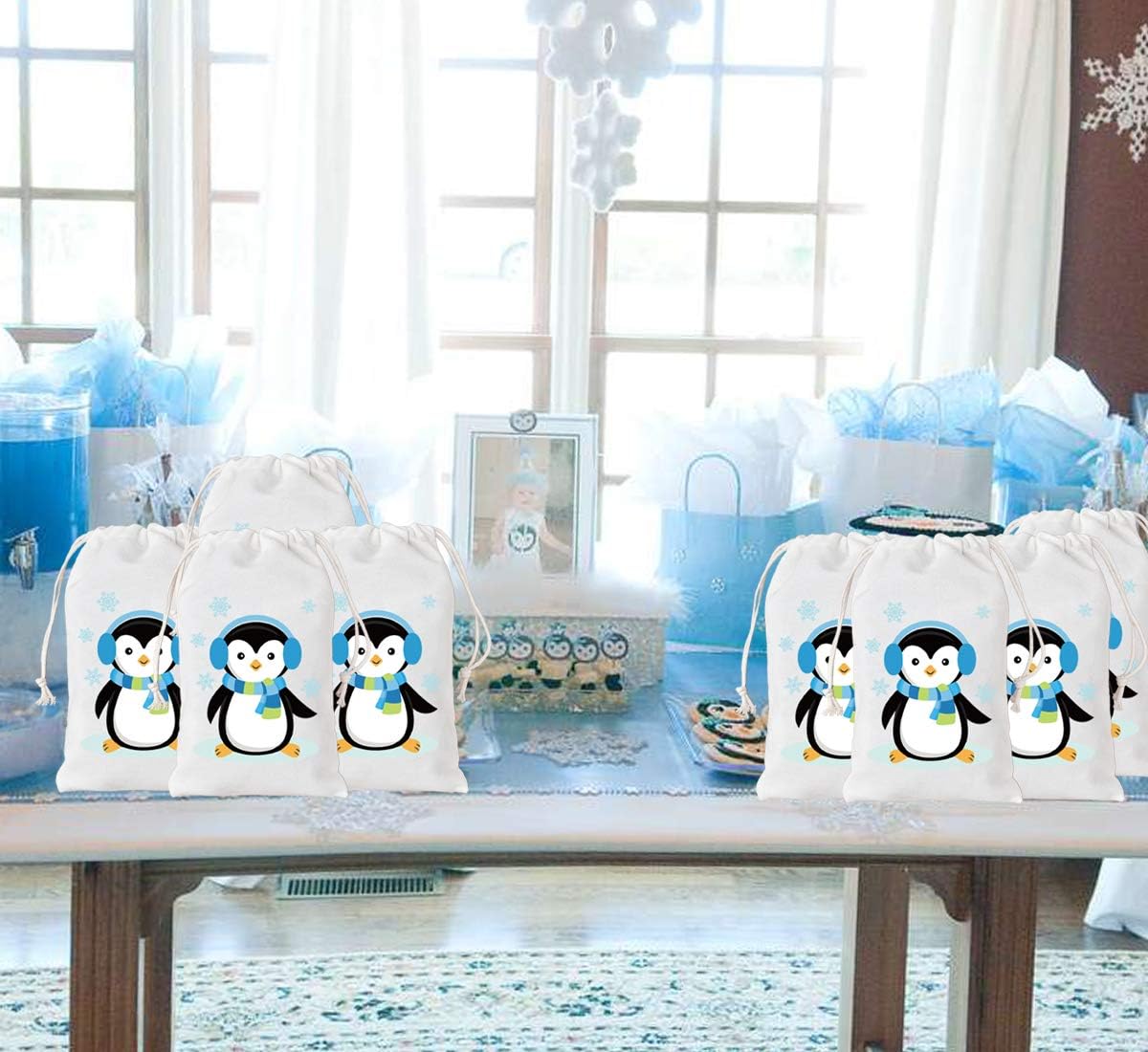 Kreatwow Penguin Party Favor Bags 12 Pack, White, Black, Small - Image 3