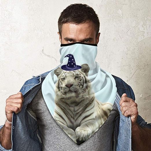 BHTDIWUWL Sturmhaube mit weißem Tiger-Magier-Design, winddicht, für