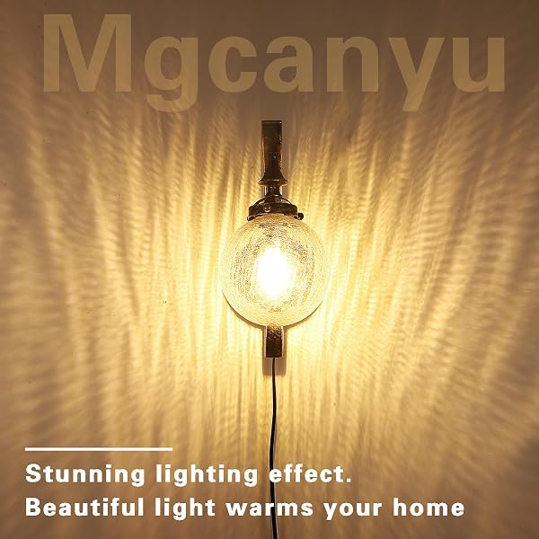 MGCANYU GLOBE GLASS WALL SCONCE SET OF 2, FARMHOUSE VINTAGE PLUG IN WALL LIGHT FIXTURES RUSTIC INDUSTRIAL WALL LIGHTS FOR BEDROOM BATHROOM HALLWAY