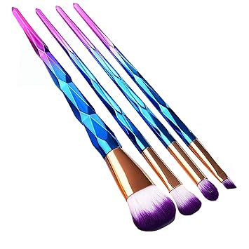 Generic Diamond Cut Shaped Handle Makeup Brushes For Eyeshadow Foundation (set of 4pcs)