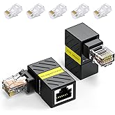 Amazon.com: Duttek 90 Degree Right Angled RJ45 Male to Female Ethernet ...