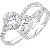 Newshe Jewellery Oval Wedding Set Cubic Zirconia Engagement Rings for Women 925 Sterling Silver Ring Enhancer Bridal Set Promise Anniversary Size 4-13