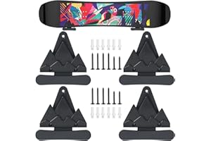 SYAGNOS 2pcs Snowboard Wall Mount with Hooks, Snowboard Skateboard Hanging Wall Rack, Garage Storage Brackets, Snowboard Display Stand, Wall Art (Black＆White)