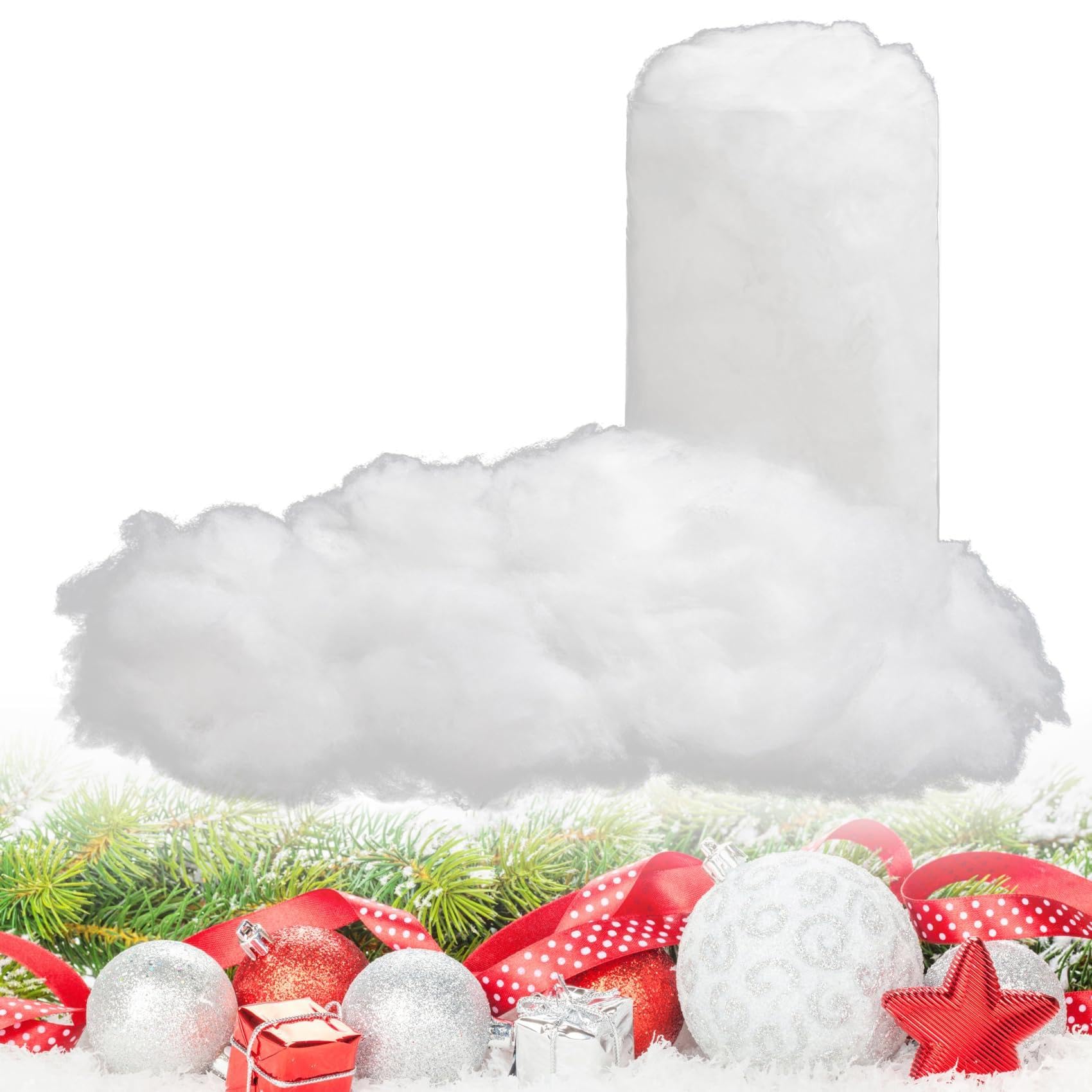 View 1 of 11.2 Oz/ 318 G Christmas Fake Snow Decorations, White Artificial Snow Cotton Fluffy Faux Snows for Mantle Village Crafts Winter Party Christmas Tree Decorations Indoor Table Covering Home Decor