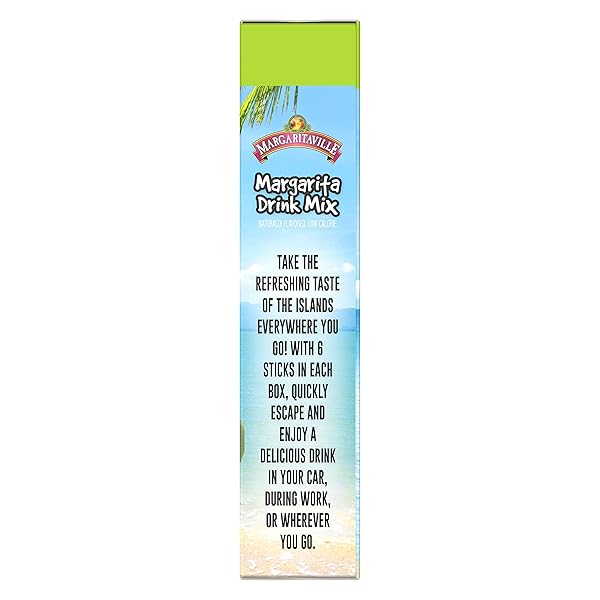 MARGARITAVILLE, SINGLES TO GO WATER DRINK MIX FLAVORED NONALCOHOLIC POWDER STICKS 6 COUNT, MARGARITA, 0.55 OUNCE