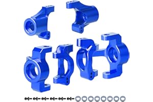 HOBBYFIRE Aluminum Steering Blocks Caster Steering Block Stub Axle Carriers Knuckles Set Upgrades for 1/18 Traxxas LaTrax Teton Desert Prerunner Rally SST, Replace Parts 7532 7552X (Blue)